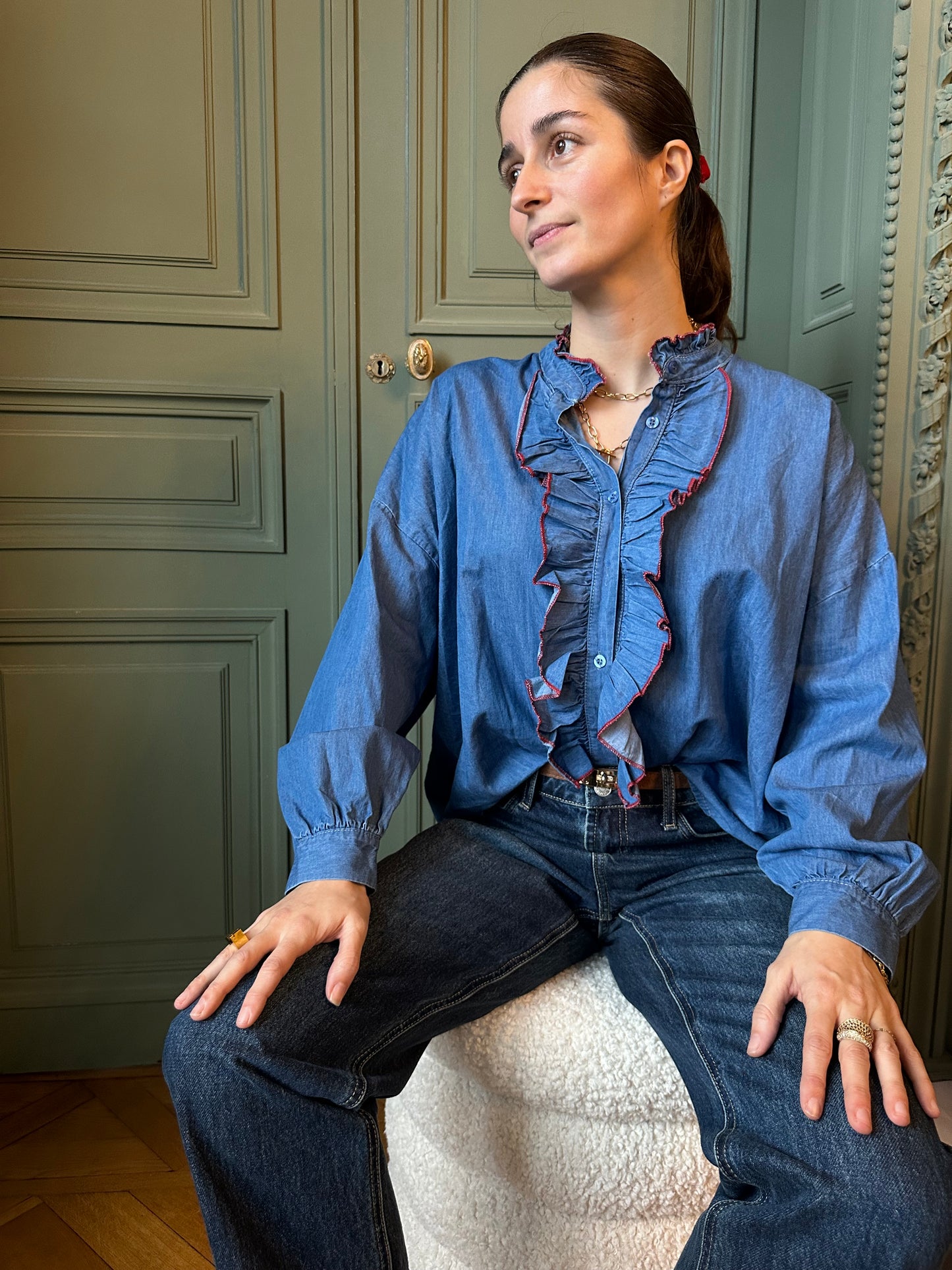 CHEMISE JEAN VOLANT ELEONORE