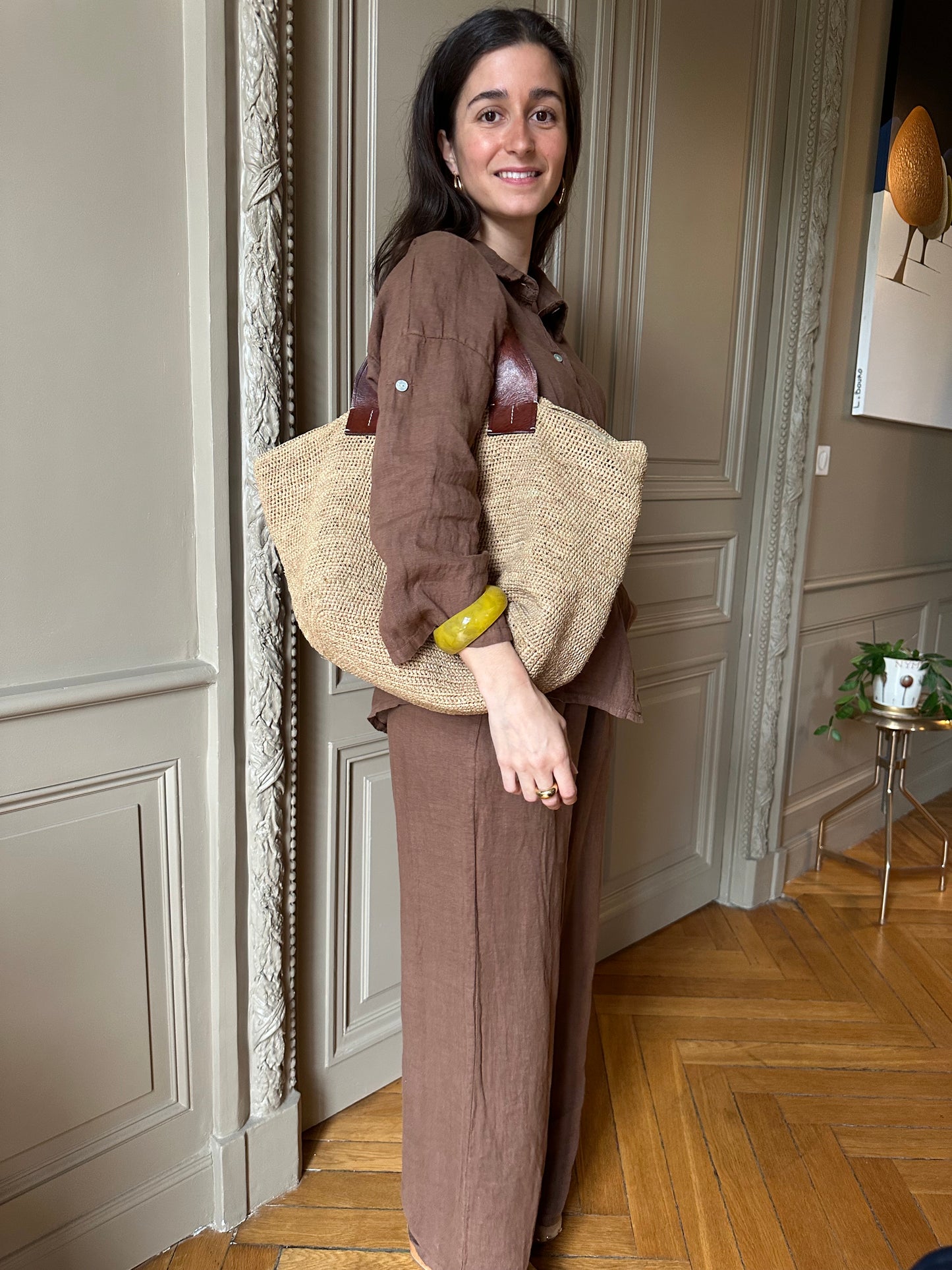 PANTALON EN LIN MARCEAU CHOCOLAT
