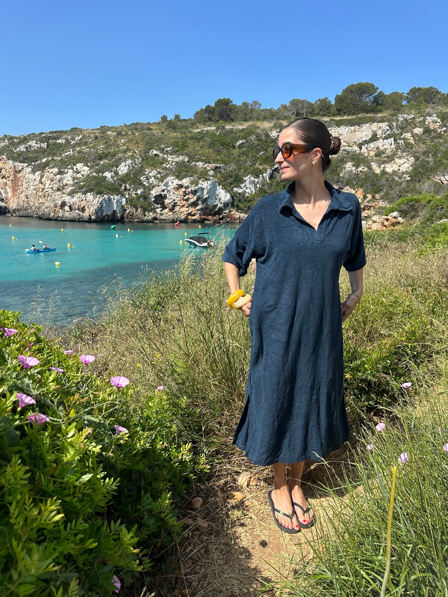 ROBE ÉPONGE CAROLINE BLEU MARINE