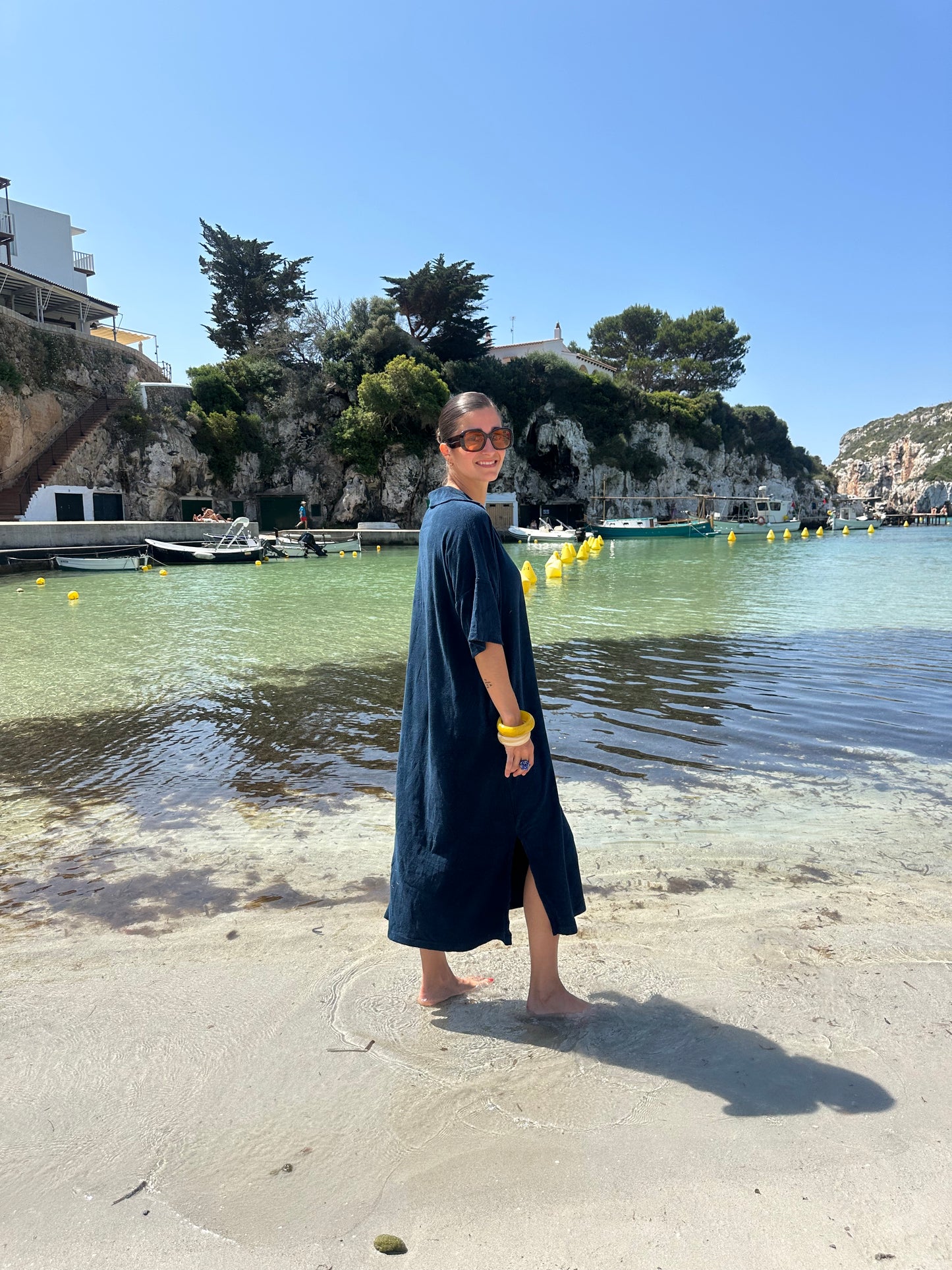 ROBE ÉPONGE CAROLINE BLEU MARINE