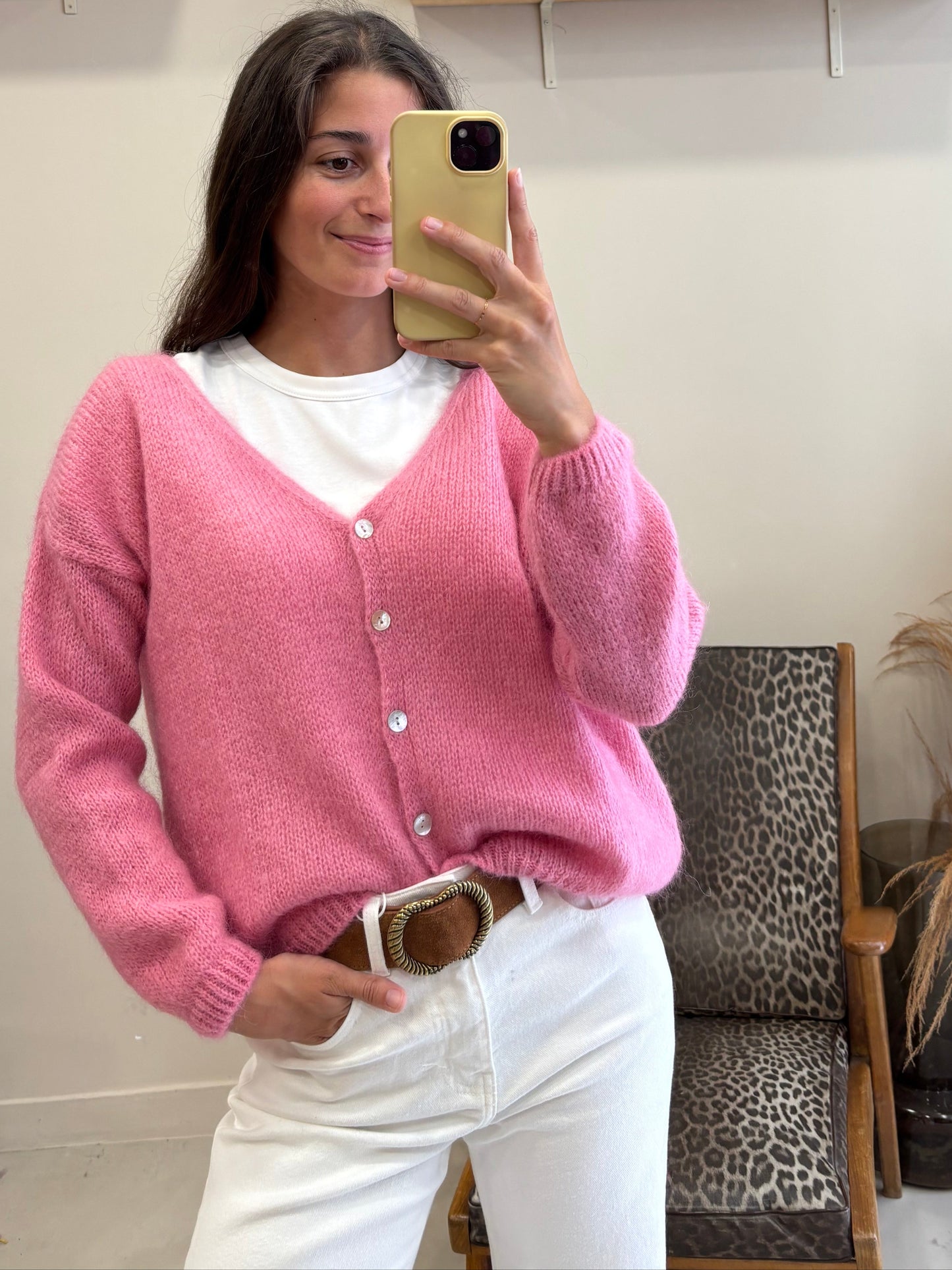 GILET ROSALIE ROSE BONBON