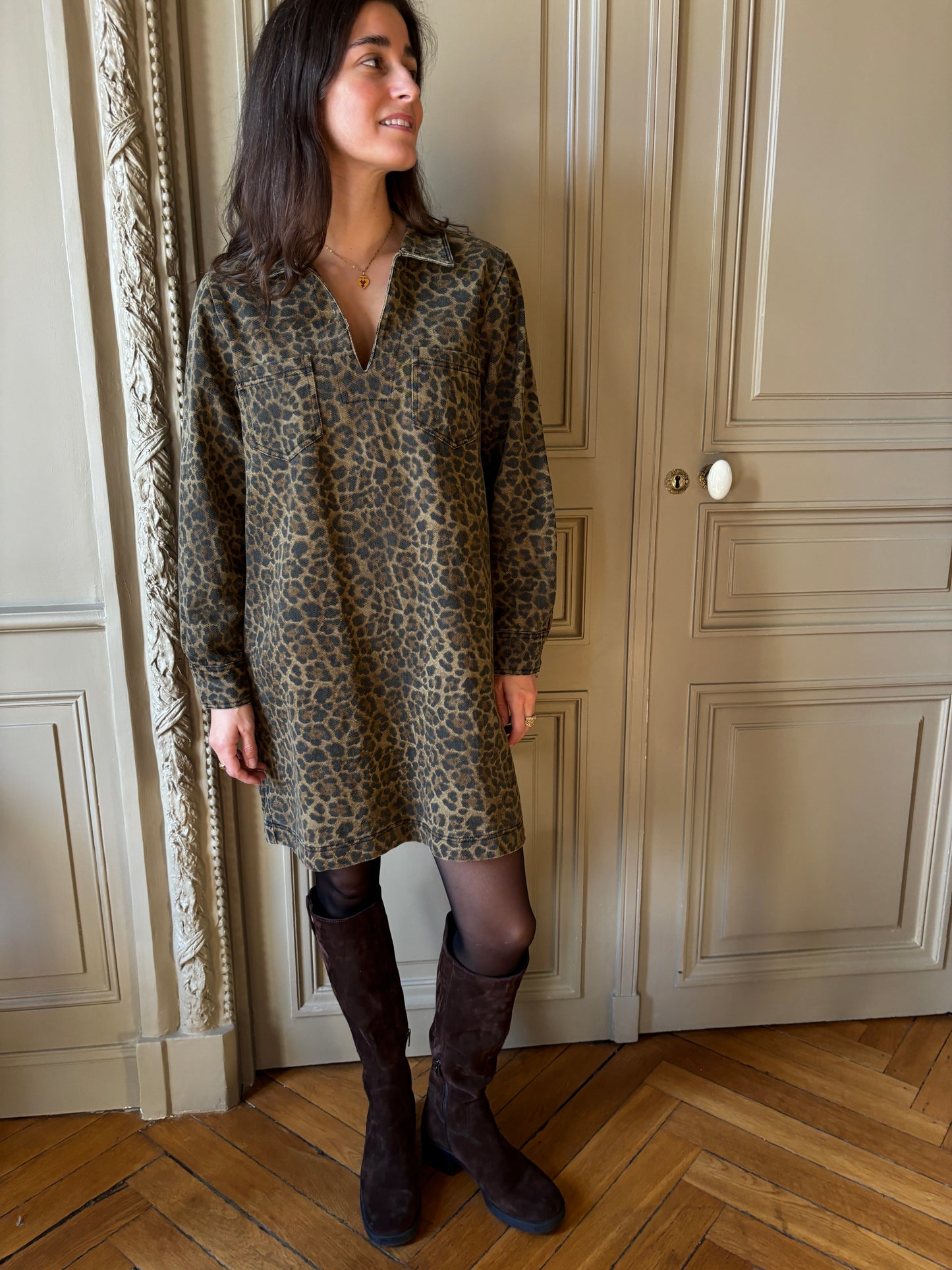 ROBE JEAN LEOPARD