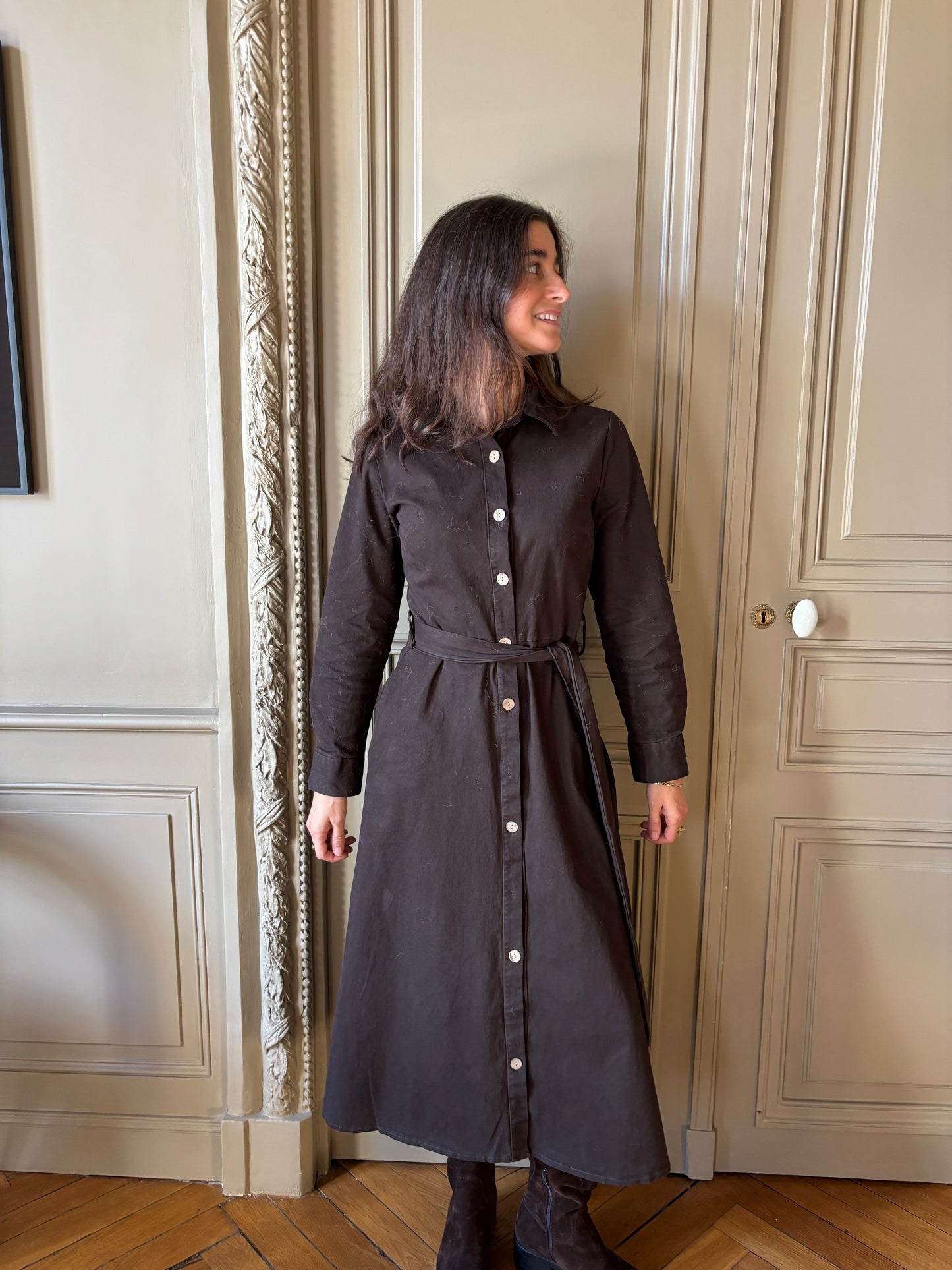 ROBE CHEMISE MARRON ELEN