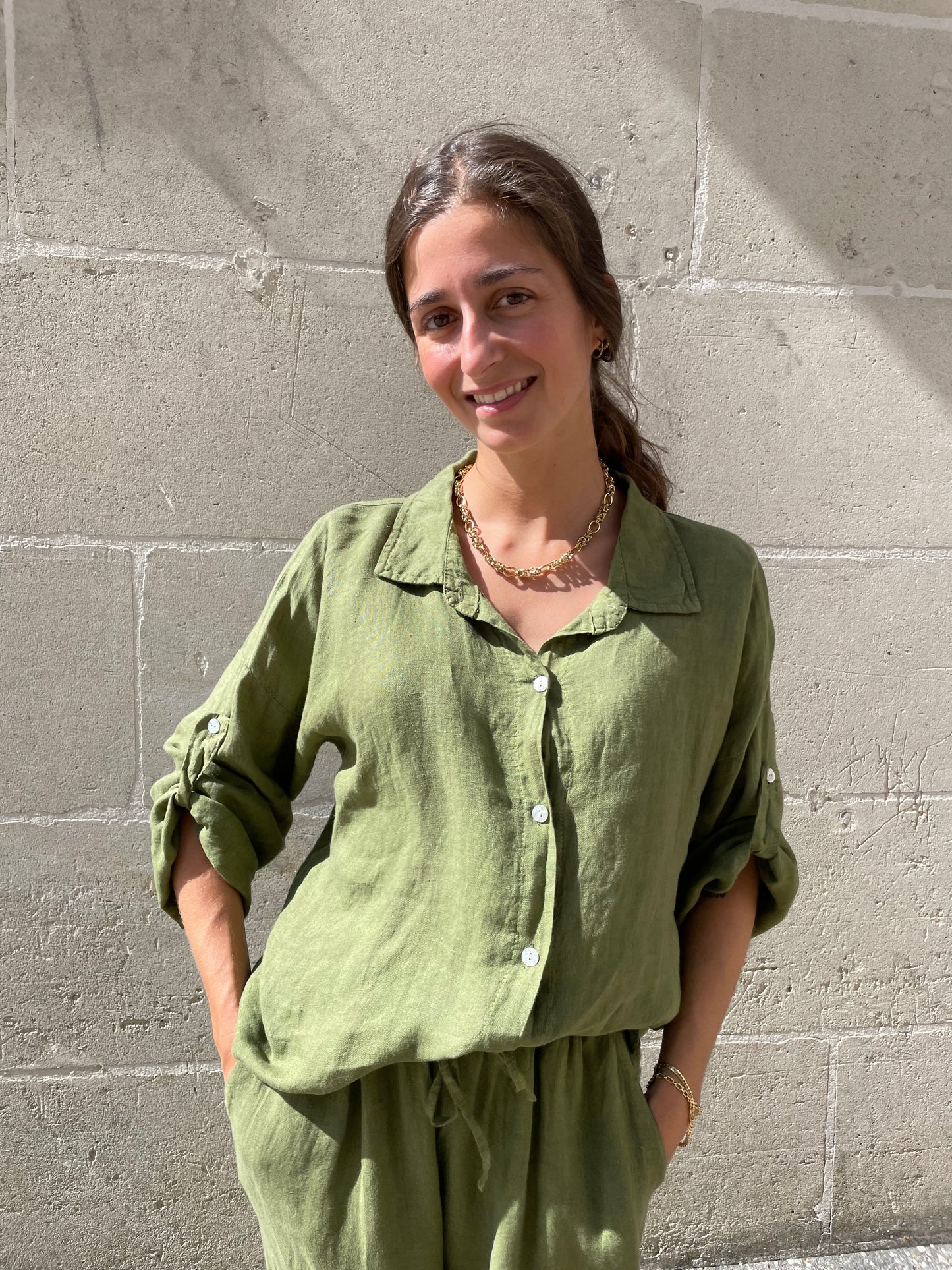 PANTALON EN LIN MARCEAU OLIVE
