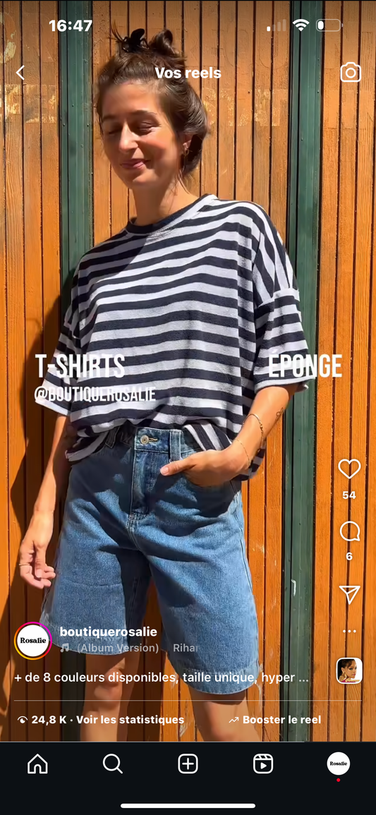 TSHIRT ÉPONGE ANOUK RAYÉ BLEU