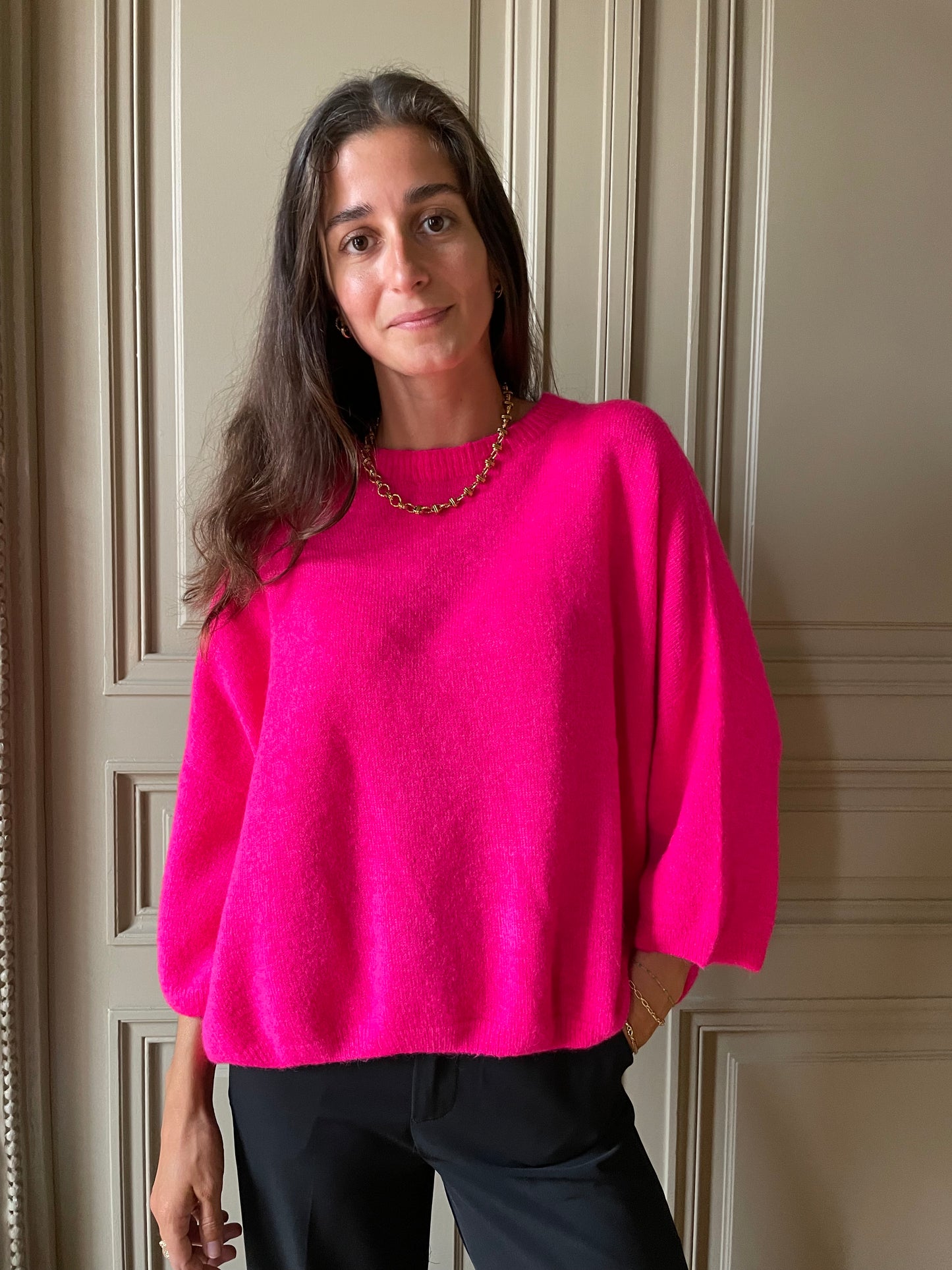 PULL SANS MANCHES ROSE FLASHY