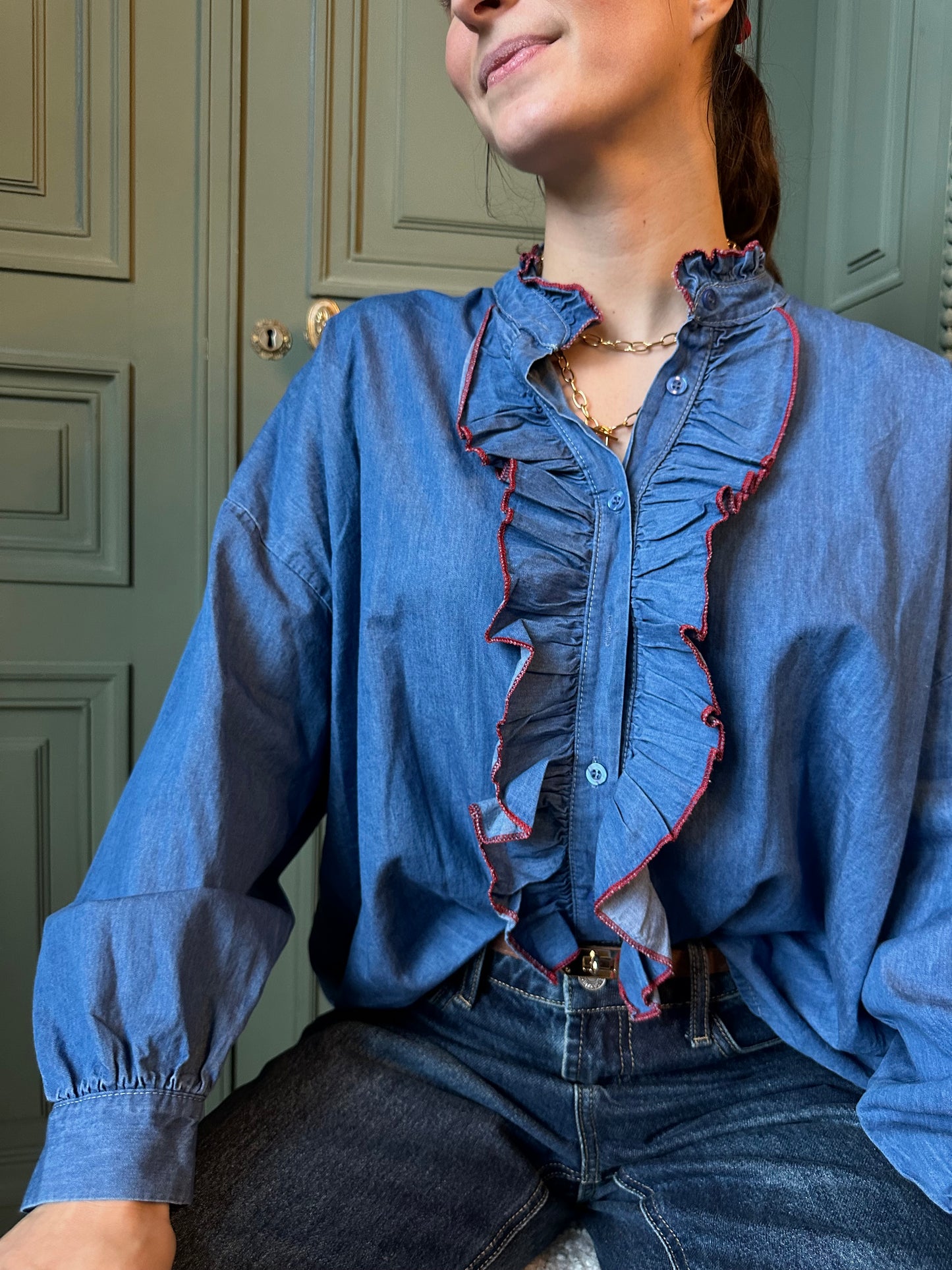 CHEMISE JEAN VOLANT ELEONORE