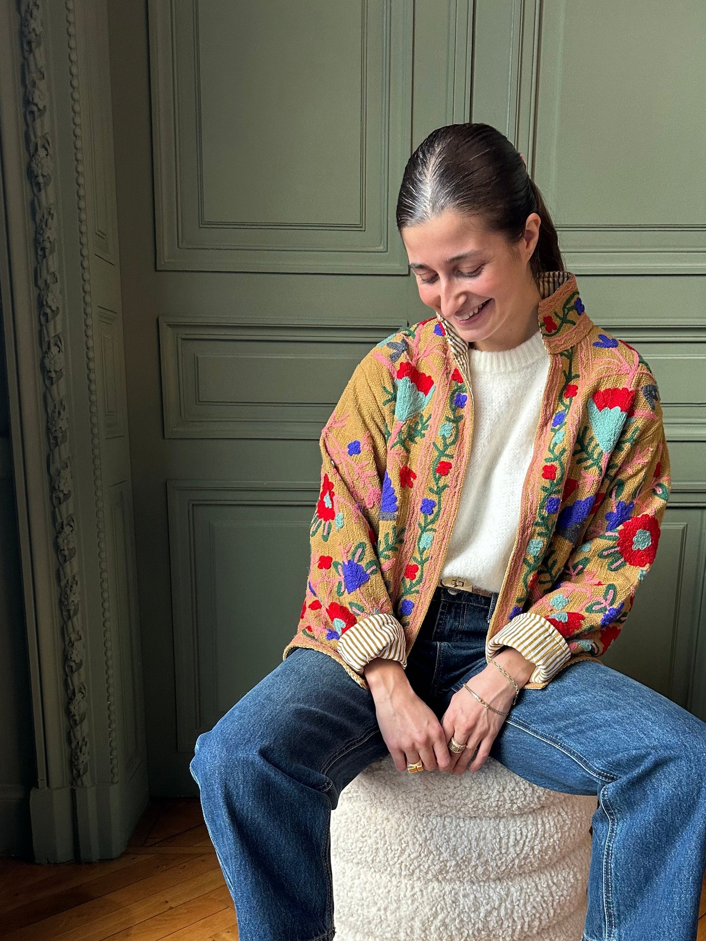 VESTE BRODEE CAMEL