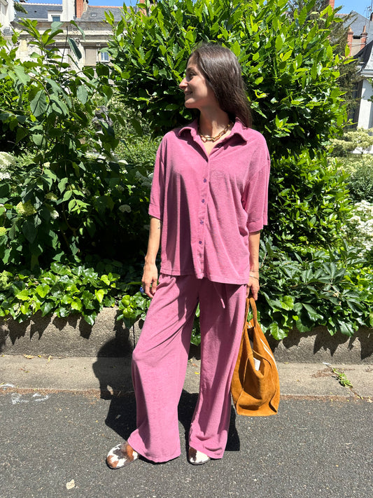 PANTALON ÉPONGE MARION ROSE POUDRÉ