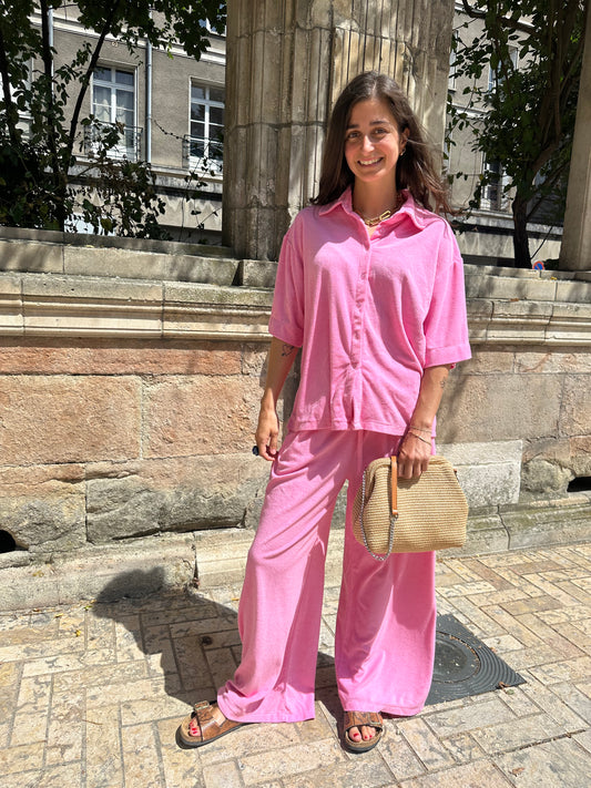 PANTALON ÉPONGE MARION ROSE BONBON