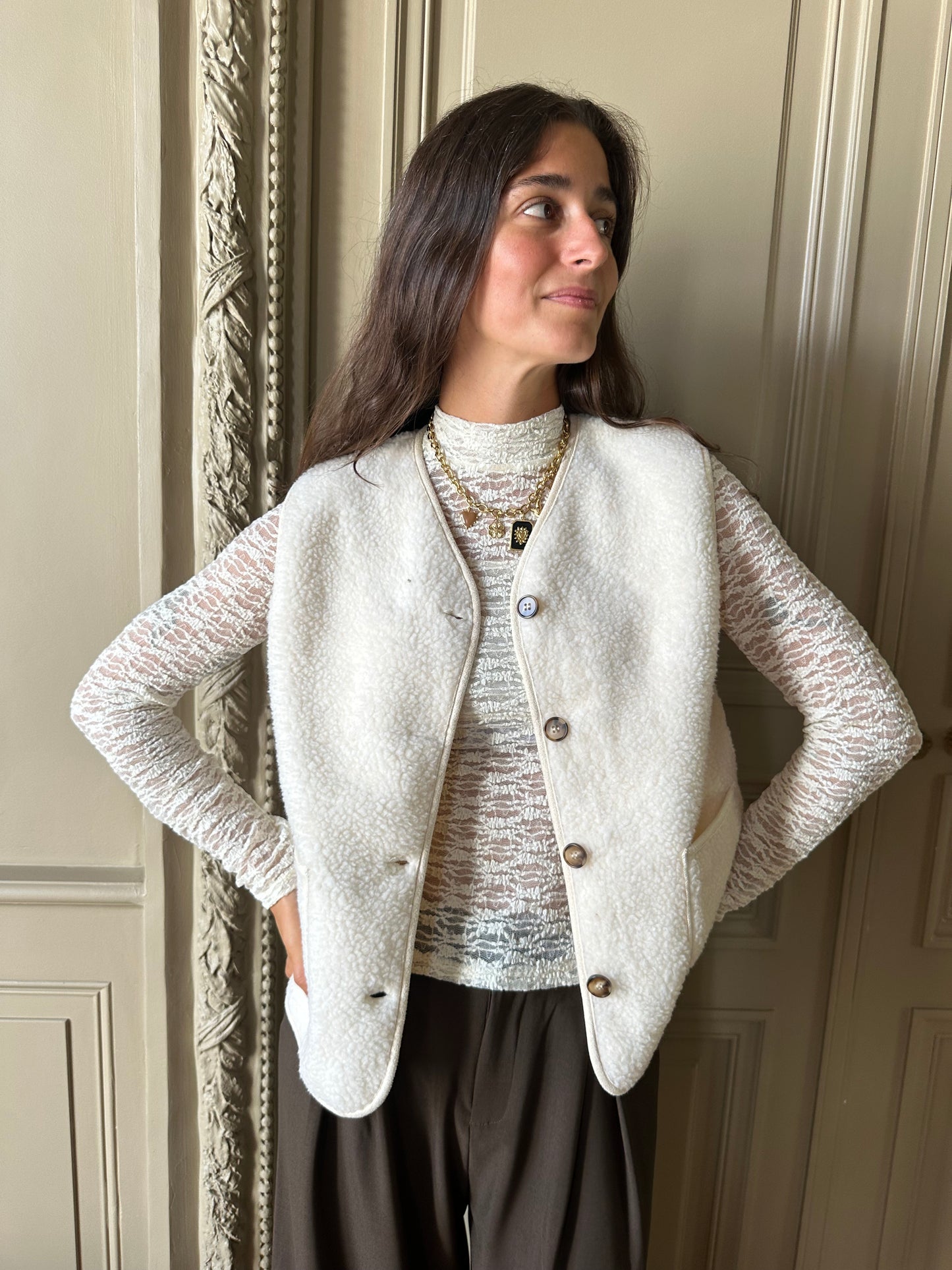 GILET SANS MANCHES THAIS BLANC