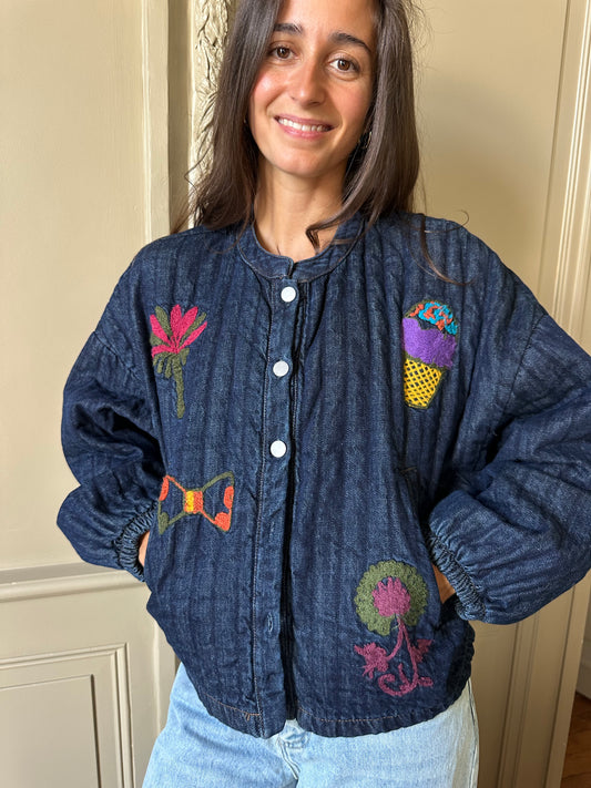 VESTE JEAN BRODEE