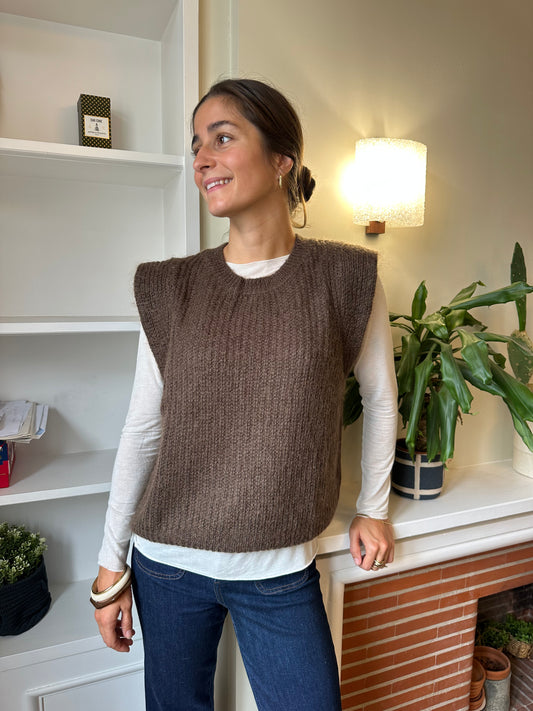 PULL DEBARDEUR BELLA MARRON CHOCOLAT