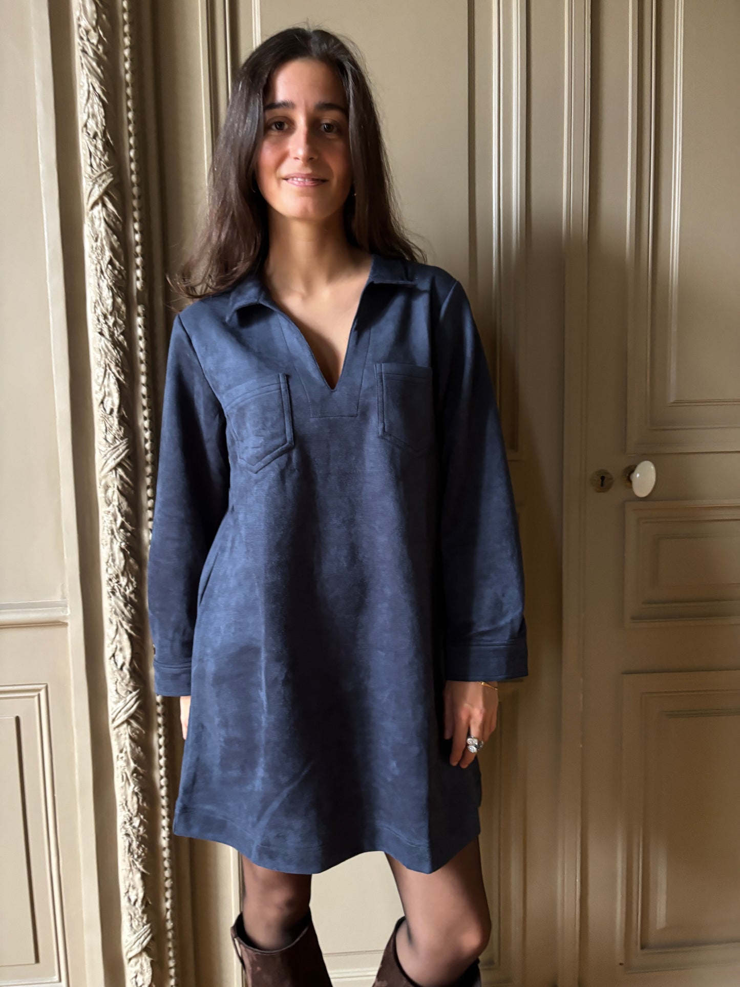 ROBE NUBUK BLEU MARINE
