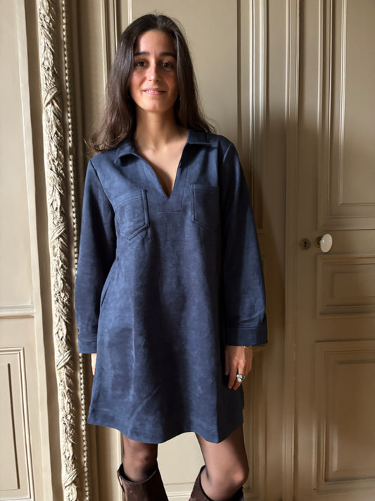 ROBE NUBUK BLEU MARINE