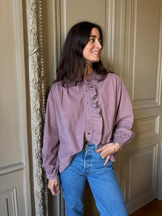 BLOUSE VELOURS VIEUX ROSE