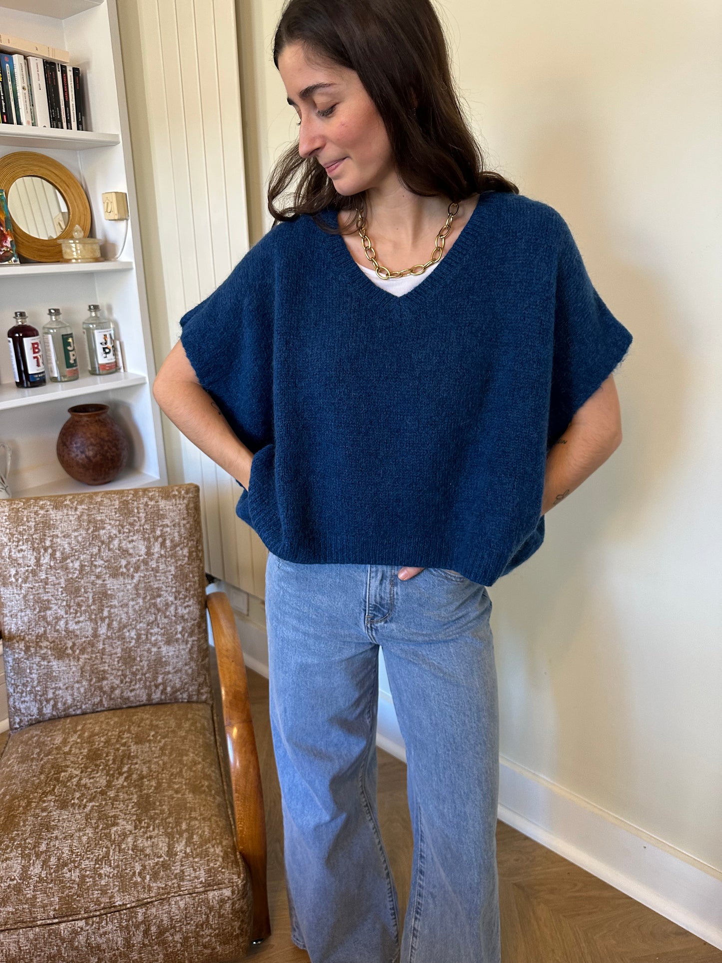 PULL SANS MANCHES ROSALIE BLEU MARINE