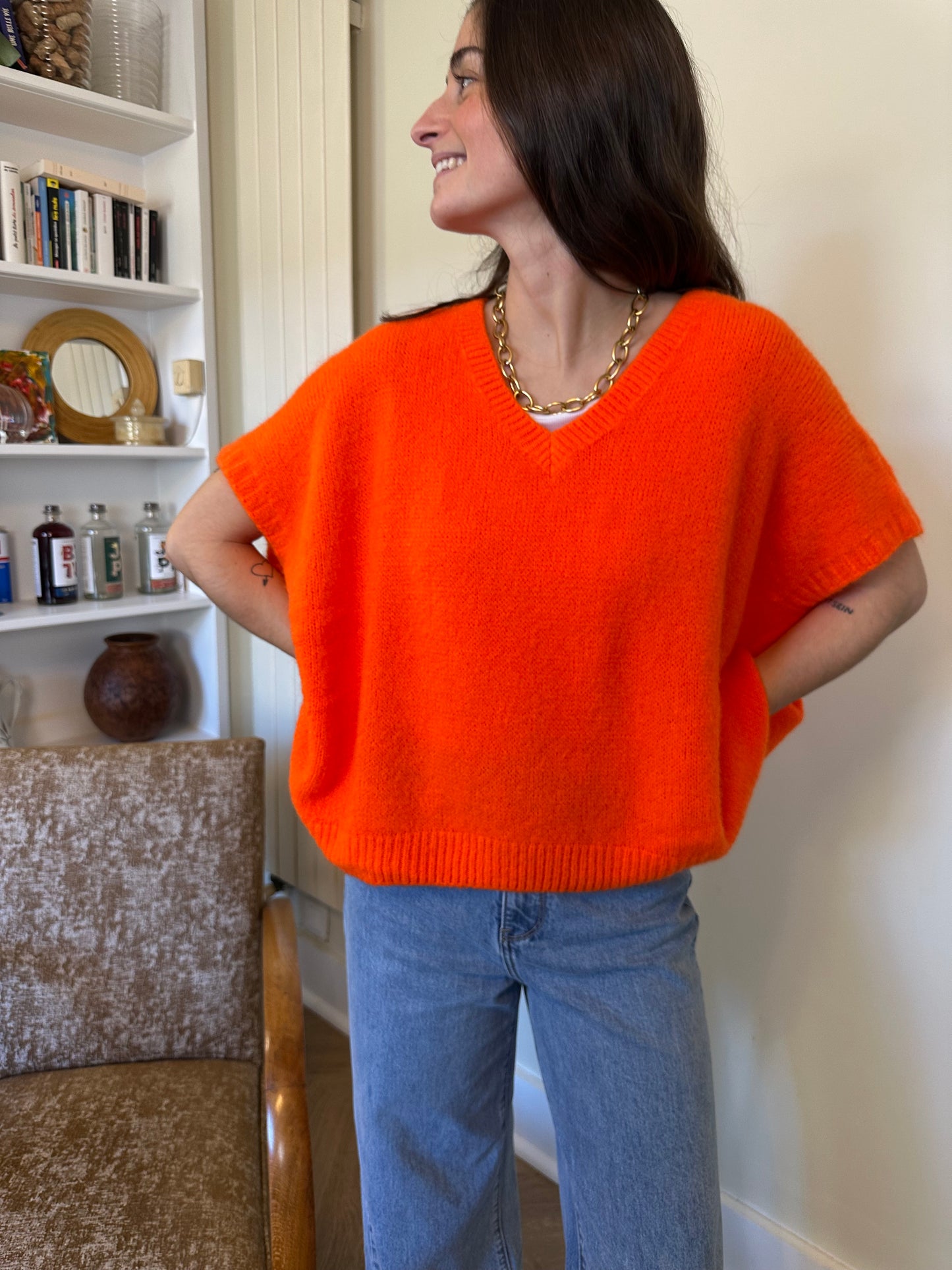 PULL SANS MANCHES ROSALIE ORANGE