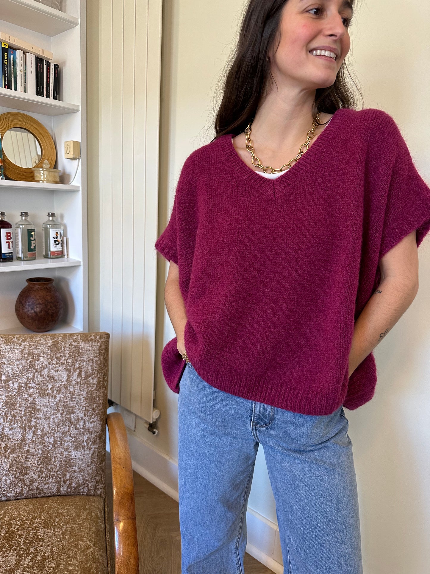 PULL SANS MANCHES ROSALIE PRUNE