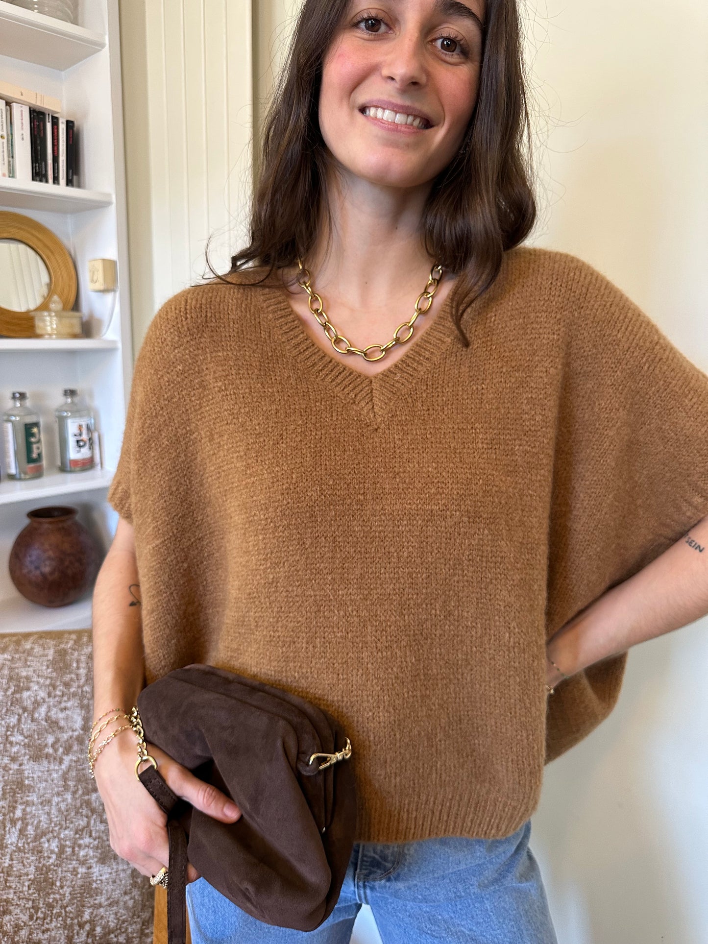 PULL SANS MANCHES ROSALIE CAMEL