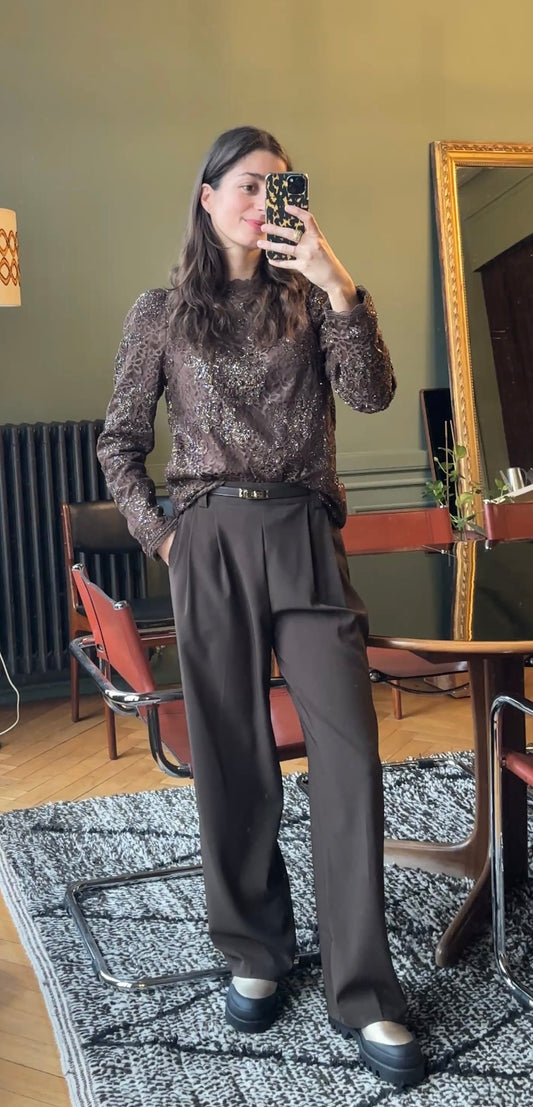 PANTALON MARCEAU FLUIDE MARRON