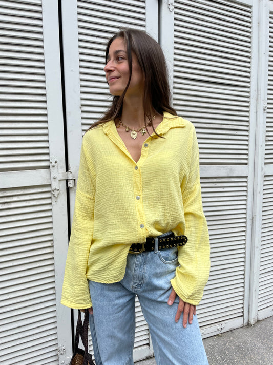 CHEMISE GAZ DE COTON JAUNE