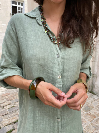 ROBE EN LIN AIMÉE VERTE