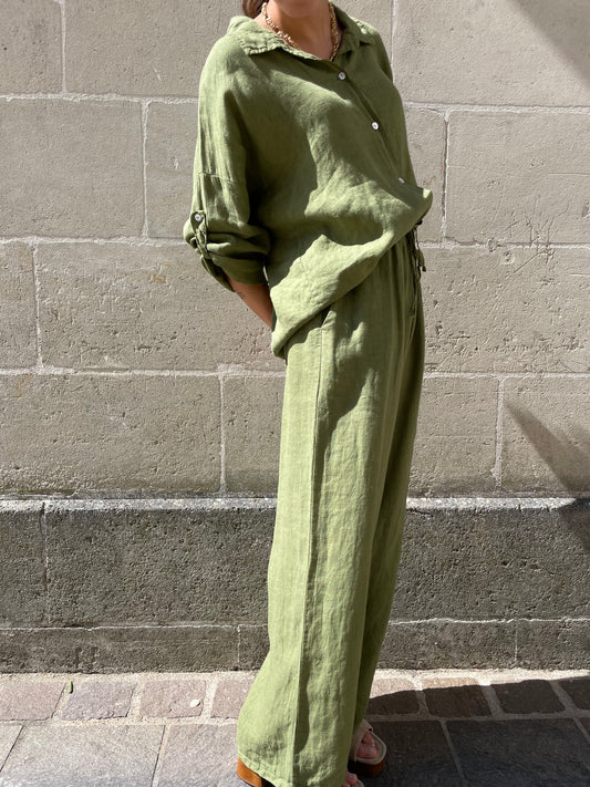 PANTALON EN LIN MARCEAU OLIVE