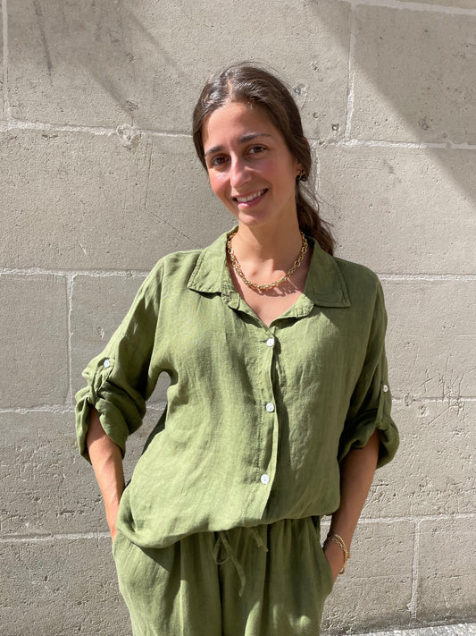 CHEMISE EN LIN MARCEAU OLIVE