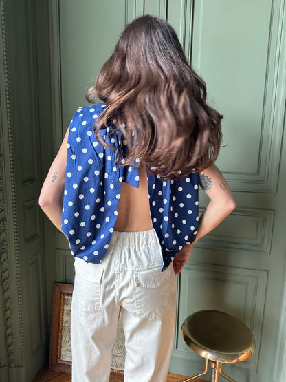 TOP CAPUCINE POIS BLEU